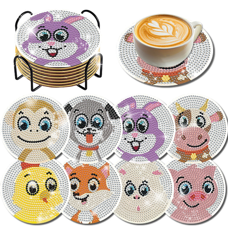 8 stuks DIY Diamond Painting Coaster | Cartoon