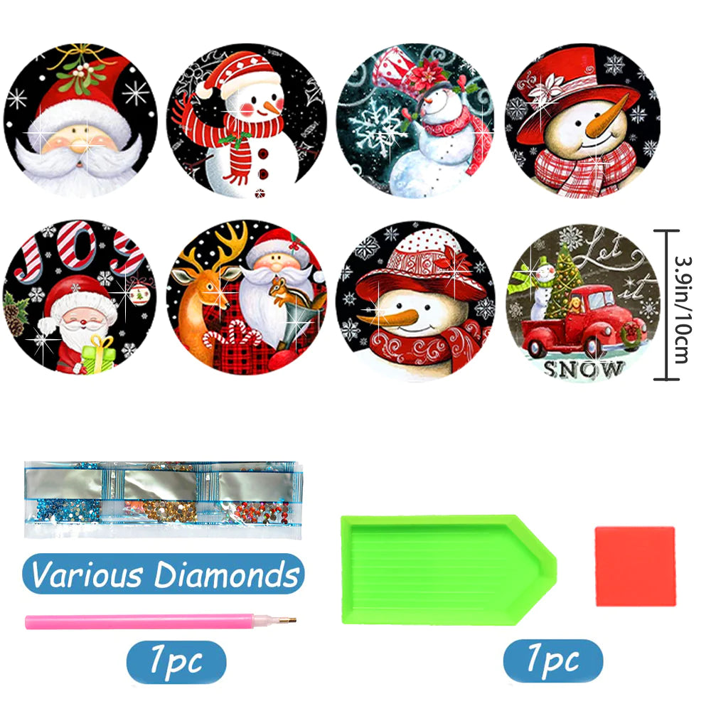 Diamond Painting Onderzetter | Kerst (Set Van 8) | Zonder Beugel