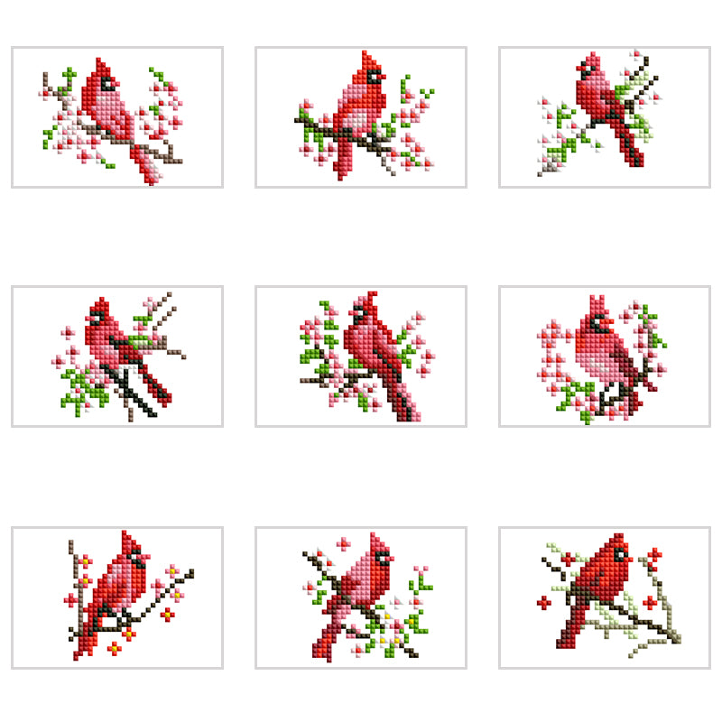 9-delige mini vierkante diamanten schilderij - kardinaal