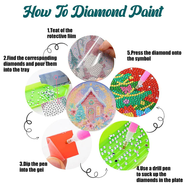 Diamond Painting Placemats | Droomhuis (4 Stuks / Set) | Inclusief Beugel