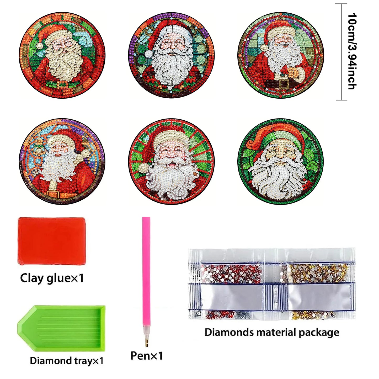 Diamond Painting Onderzetter | Kerst (Set Van 6) | Zonder Beugel