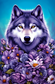 Paarse bloemenwolf