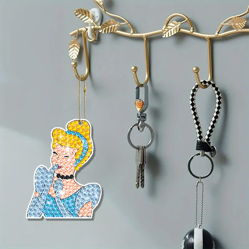 6 stuks DIY Diamond Painting Sleutelhanger | Cartoon (Enkele zijde)