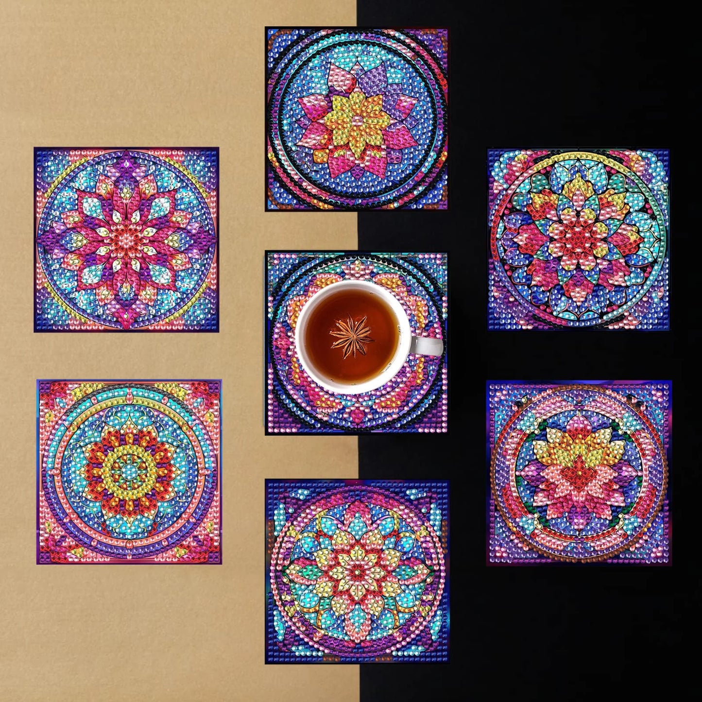 Diamond Painting Onderzetter | Mandala (Set Van 8) | Zonder Beugel