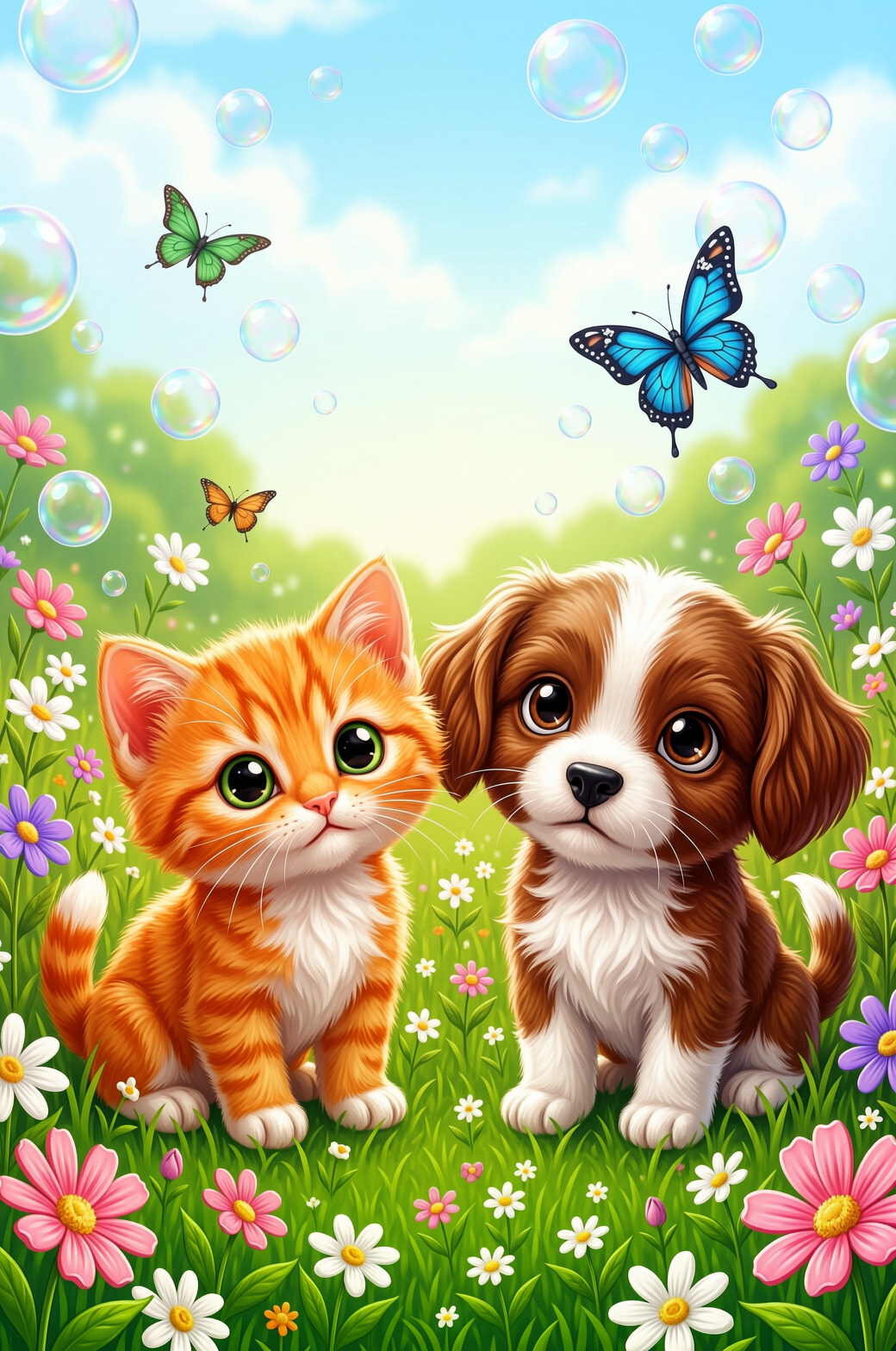 Kitten en puppy