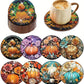 Diamond Painting Onderzetter | Halloween Pompoenen (Set Van 8) | Zonder Beugel