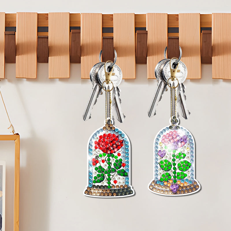 16 stuks DIY Diamond Painting Sleutelhanger | Koe (Enkele zijde)