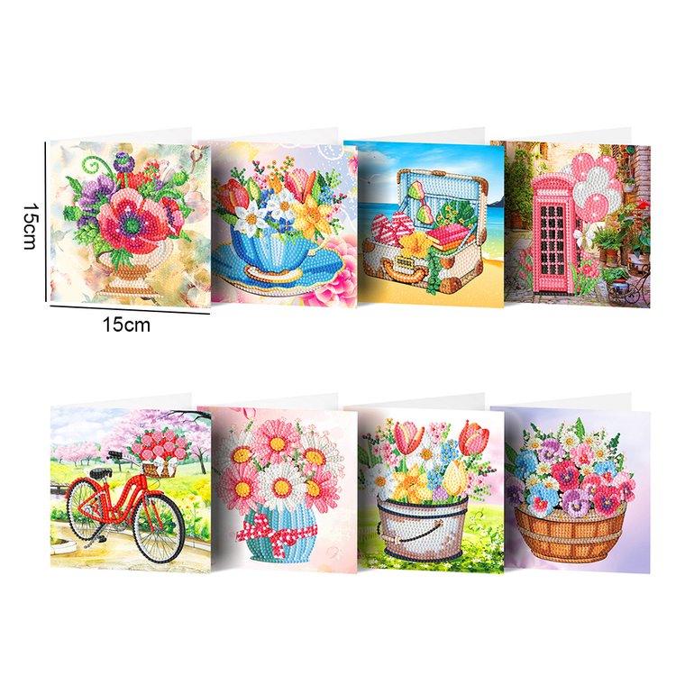 Diamond Painting Wenskaart | Bloemen (Set Van 8)