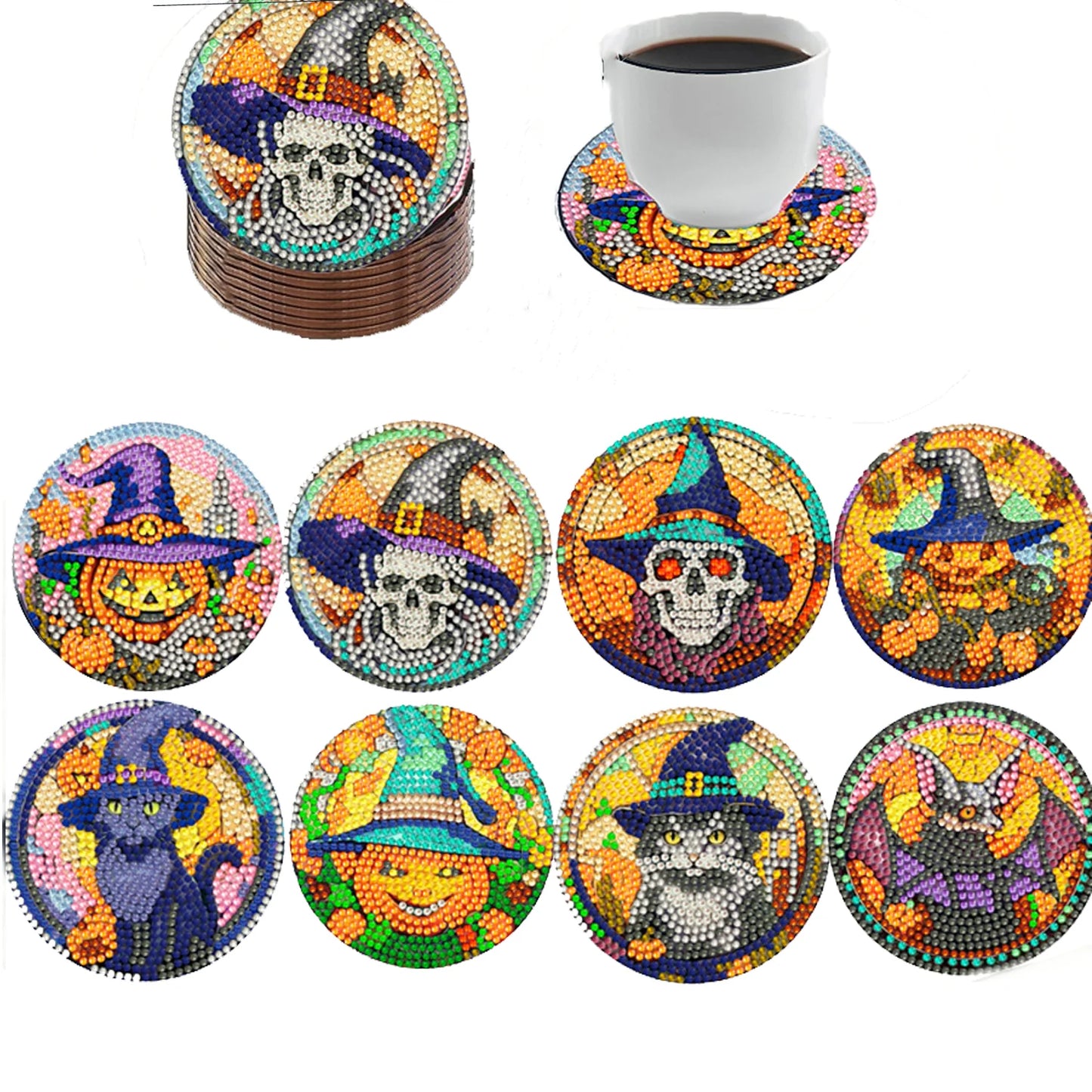 Diamond Painting Onderzetter | Halloween (Set Van 8) | Zonder Beugel