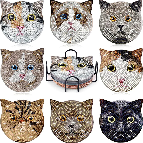 Diamond Painting Onderzetter | Kitten (Set Van 8)