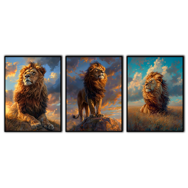 Canvas schilderij 3-delige set - Dier (40x60cm)