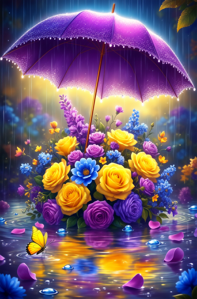 Paraplu en bloemen