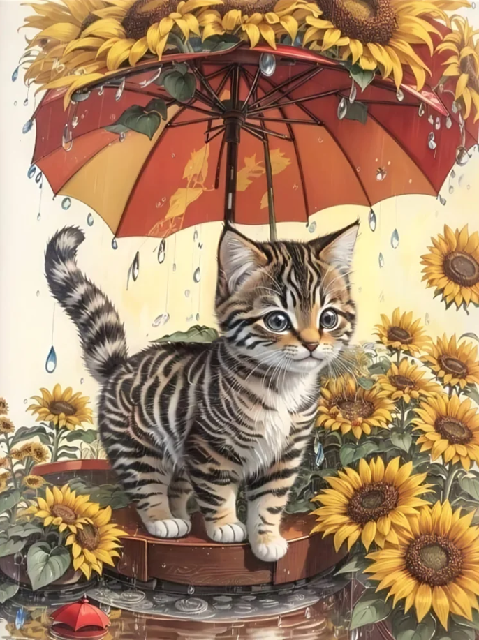 Kitten Under The Umbrella