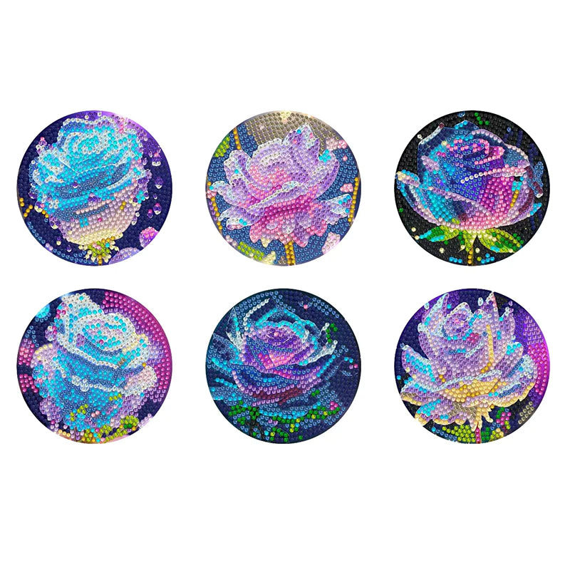 Diamond Painting Onderzetter | Bloemen (Set Van 6) | Zonder Beugel