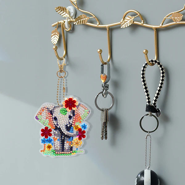 Diamond Painting Sleutelhanger Schattige Olifant (Set Van 5)