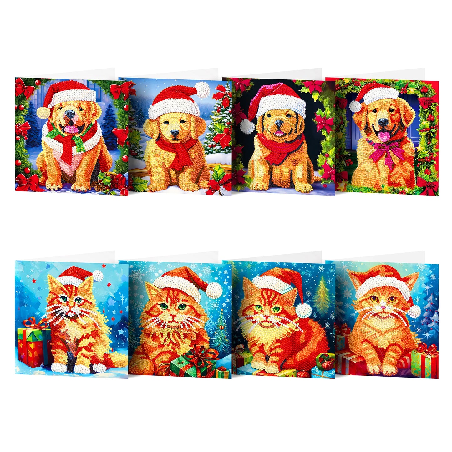 Diamond Painting Wenskaart | Kerstmis (Set Van 8）