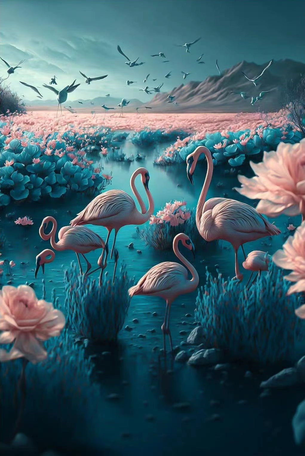 Diamond Painting Flamingo's